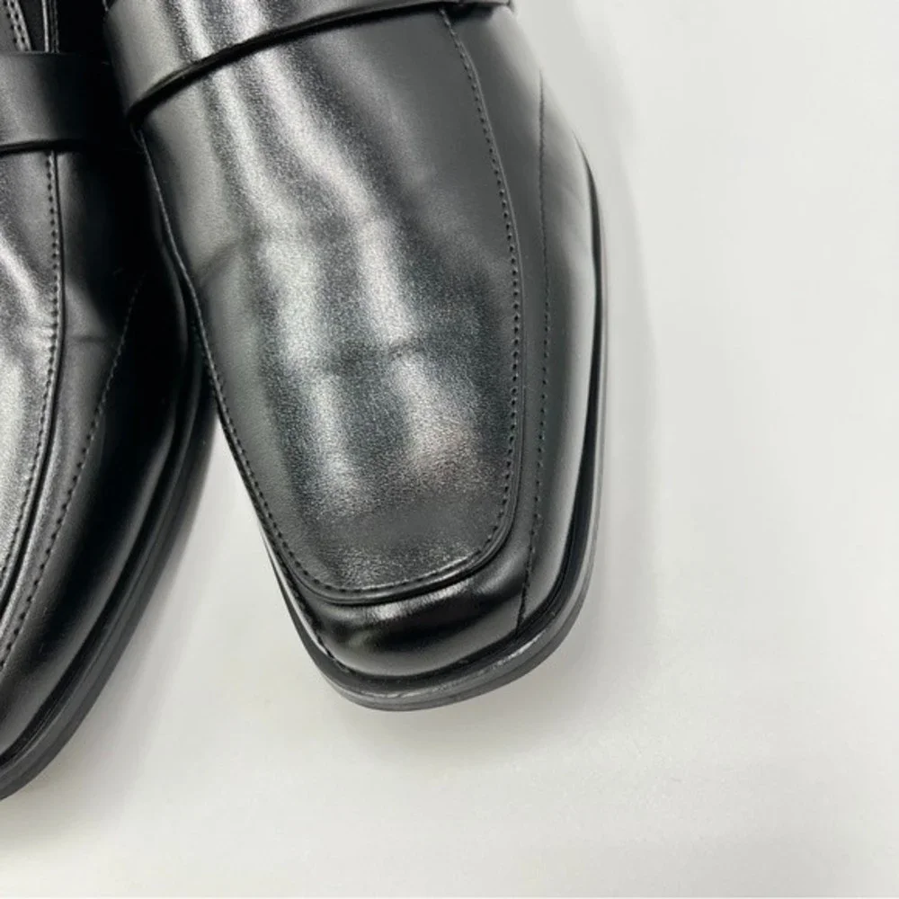 Stacy Adams Boys Size 5 Black Bartley Moc Toe Slip On‎ Loafers Dress Shoes